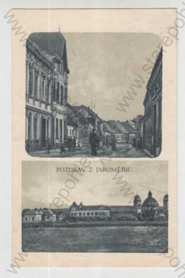  - Jaroměřice (Třebíč), více záběrů, pohled ulicí, částečný záběr města