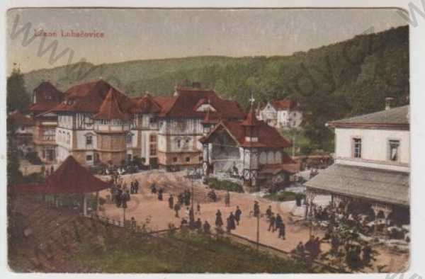  - Lázně Luhačovice (Zlín), částečný záběr města, kolorovaná