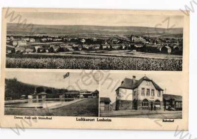  - 3. říše, lázně Losheim, koláž, více záběrů, celkový pohled, nádraží