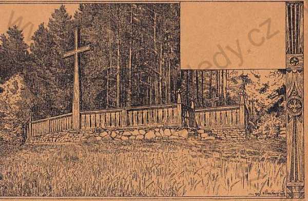  - Wišniova (Polsko) západohaličský hřbitov vojínů, kresba