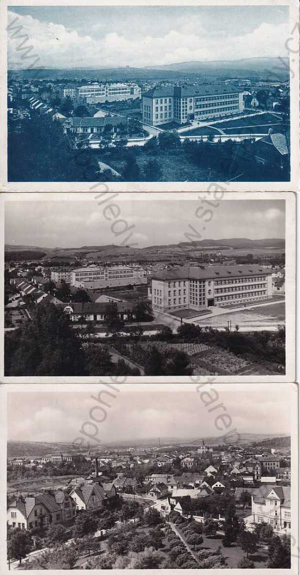  - 3x pohlednice: Valašské Meziříčí (Vsetín), celkový pohled