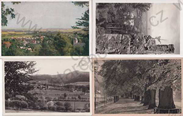  - 4x pohlednice: Potštejn (Rychnov nad Kněžnou), celkový pohled, hrad