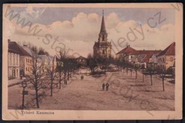  - Trhová Kamenice (Chrudim), náměstí, kostel, kolorovaná