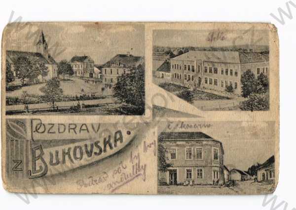  - Dolní Bukovsko České Budějovice, koláž, více záběrů, škola, náměstí