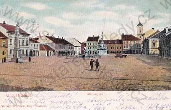  - Uherské Hradiště, kolorovaná, DA, náměstí, kostel