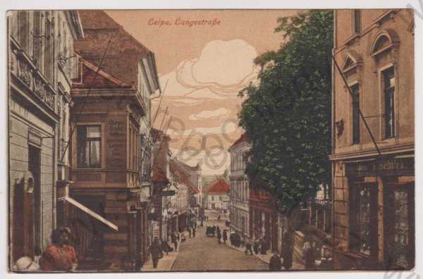  - Česká Lípa (Leipa) - Dlouhá ulice, obchody, kolorovaná
