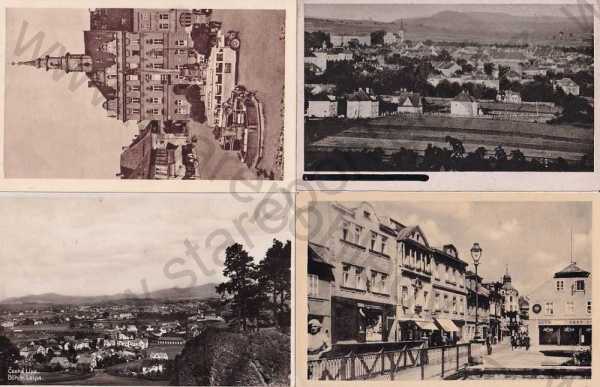  - 4x pohlednice: Česká Lípa, náměstí, radnice, celkový pohled