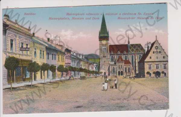  - Slovensko - Bardejov - náměstí, muzeum, kostel, kolorovaná