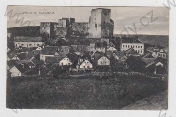  - Lipnice nad Sázavou (Havlíčkův Brod), hrad, zřícenina, částečný záběr města