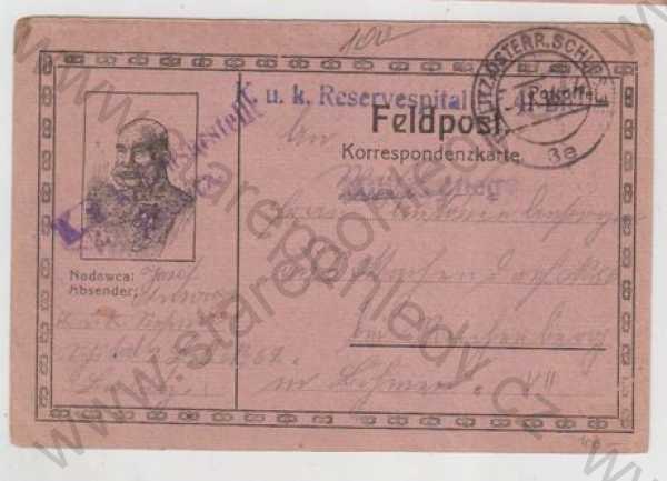  - Korespondenční lístek, František Josef I., portrét, kresba