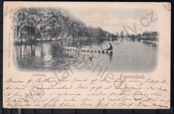  - Františkovy Lázně (Franzensbad), Cheb, rybník, loď, labuť, DA