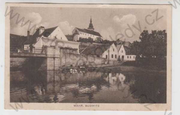  - Moravské Budějovice (Mähr. Budwitz) - Třebíč, kostel, řeka, most, částečný záběr města
