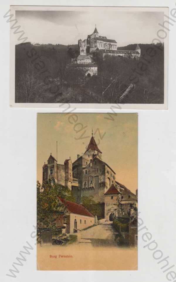 - 2x Hrad Pernštejn (Burg Pernstein) - Brno venkov, Nedvědice, kolorovaná