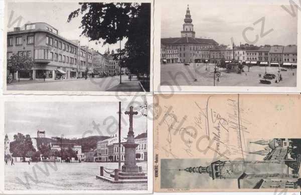  - Kroměříž, 4 ks, radnice, náměstí, ulice, obchody