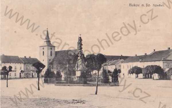  - Bakov n. Jizerou, Mladá Boleslav, náměstí, kostel