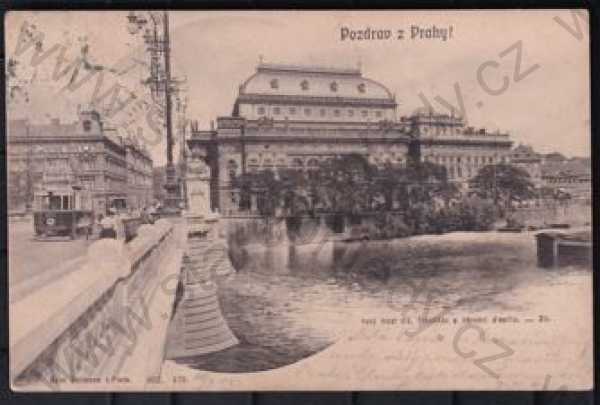  - Praha, Národní divadlo, most, řeka, tramvaj, DA, 