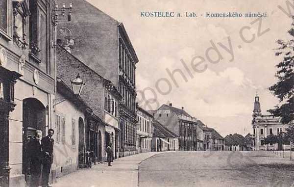  - Kostelec n. Labem, Mělník, náměstí, obchody