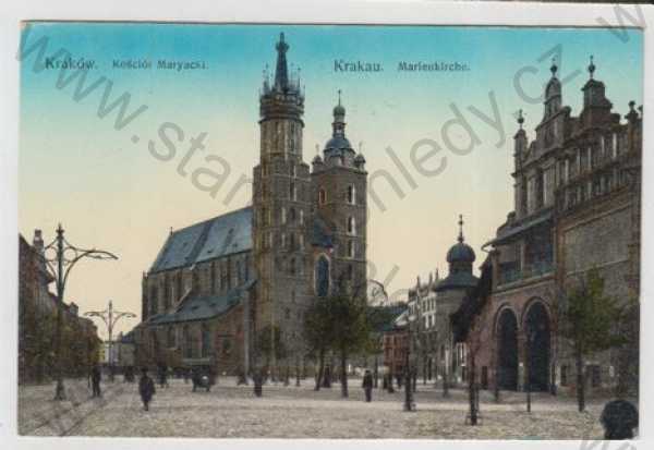  - Polsko, Kraków (Woj. MAlopolskie), náměstí, kostel, kolorovaná