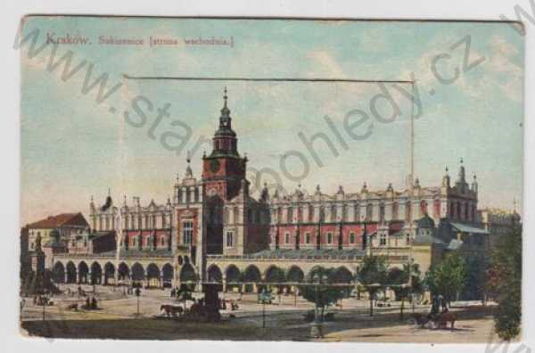  - Polsko, Kraków (Woj. Malopolskie), tržnice, kůň, povoz, kolorovaná, leporelo