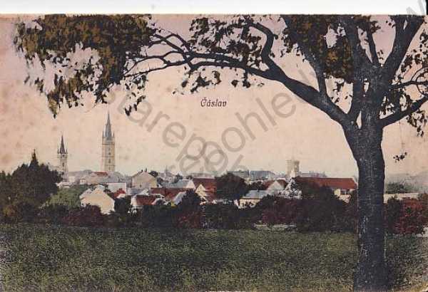  - Čáslav (Kutná hora), celkový pohled, kolorovaná