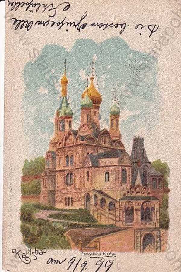  - Karlovy Vary - Karlsbad, kostel, DA, barevná