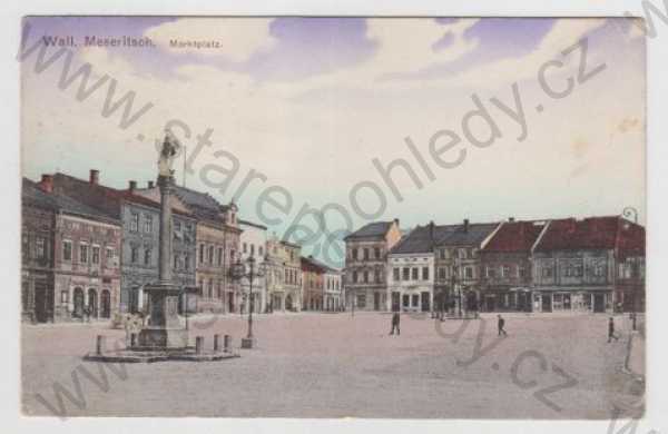  - Valašské Meziříčí (Wall. Meseritsch), náměstí, sloup, kolorovaná