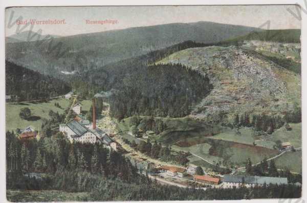  - Kořenov (Bad Wurzelsdorf) - celkový pohled, továrna, Krkonoše, kolorovaná