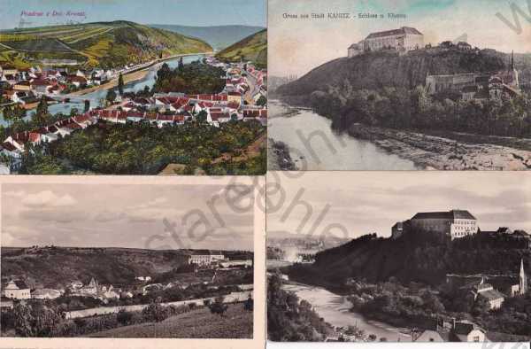  - 4x pohlednice: Dolní Kounice (Brno - Brünn), celkový pohled, zámek