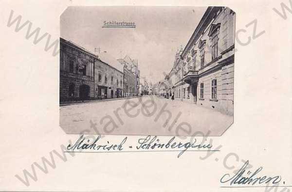  - Šumperk - Schönberg, Schillerstrasse, není pohlednice - nalepený karton na papíře