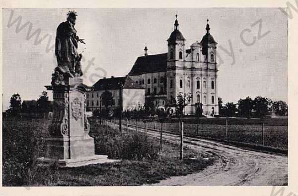  - Dub nad Moravou (Olomouc - Olmütz), celkový pohled, kostel, socha, Fototypia