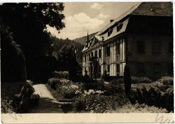  - Potštejn, Rychnov nad Kněžnou, částečný záběr města, škola, ORBIS