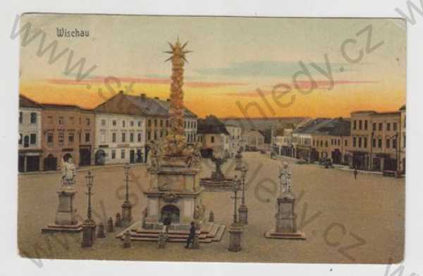  - Vyškov (Wischau), náměstí, socha, sloup, kolorovaná