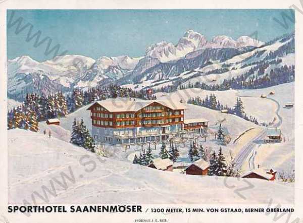  - Švýcarsko, Bern, Berner Oberland, barevná, zima, hotel Saanenmöser
