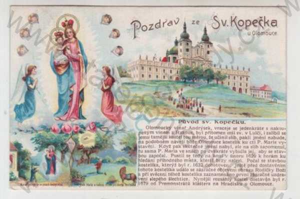  - Svatý Kopeček u Olomouce (Olomouc), více záběrů, Madona, Jezulátko, anděl, náboženství, kostel, kolorovaná