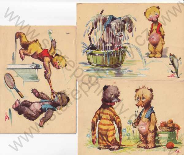  - 3x pohlednice: Dětská kresba - Salač, medvědi