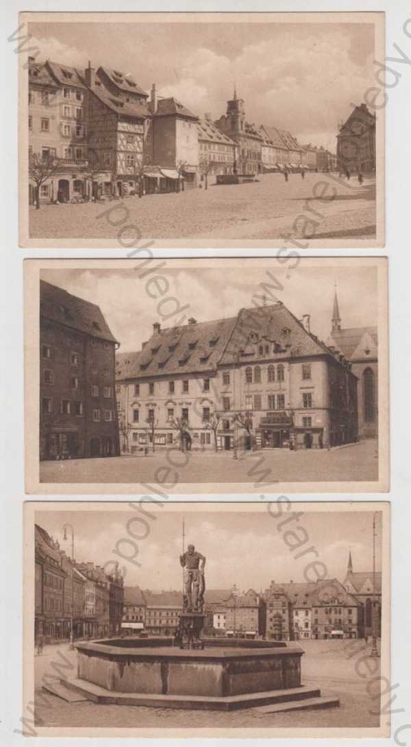  - 3x Cheb (Eger), náměstí, kašna, socha
