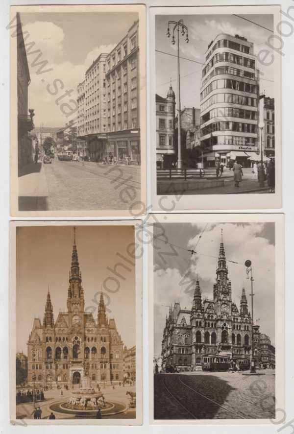  - 4x Liberec, Hotel Imperial, pohled ulicí, tramvaj, náměstí, radnice