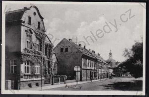  - Podbořany (Louny), pohled ulicí, kostel