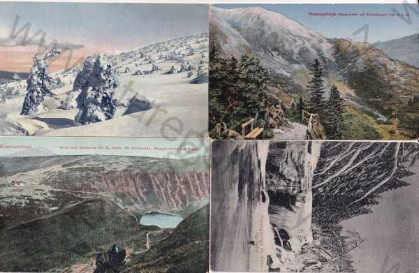  - 4x pohlednice: Krkonoše (Trutnov - Trautenau) Mumlavský vodopád, Kotel