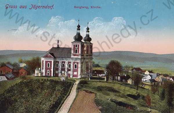  - Krnov - Jägrndorf (Bruntál) Burgberg, kostel, Cvilín, kolorovaná