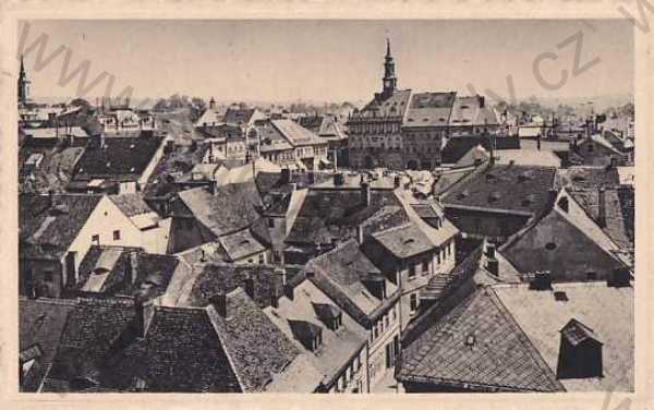  - Česká Lípa, Leipa, pohled z výšky, náměstí, radnice