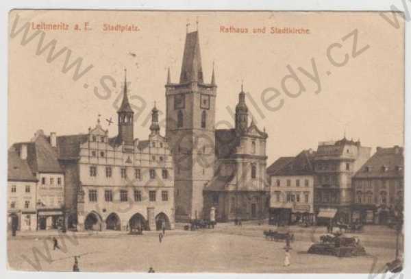  - Litoměřice (Leitmeritz), náměstí, kůň, kočár