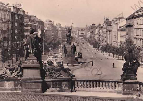  - Praha, Václavské náměstí, sv. Václav, tramvaj