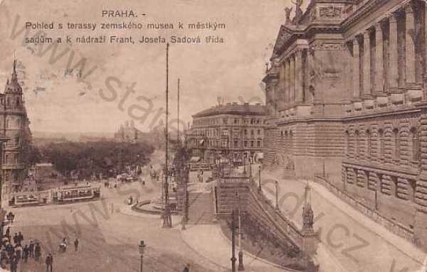  - Praha 1, Národní muzeum, tramvaj, Hlavní nádraží, Sadová třída