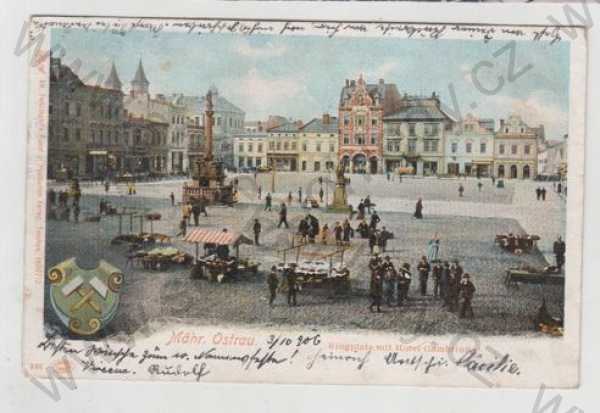  - Ostrava (Mor, Ostrau), náměstí, trh, kolorovaná, DA