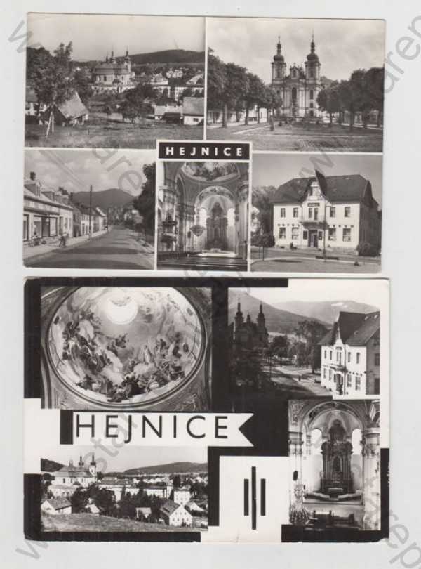  - 2c Hejnice (Liberec), celkový pohled, kostel, oltář, pohled ulicí, malba