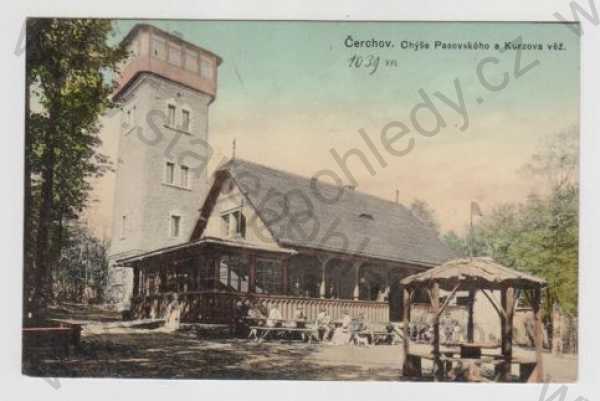  - Čerchov (Domažlice), Chýše Pasovského, Kurzova věž, kolorovaná