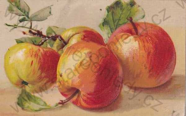  - Ovoce, zelenina, kresba, barevná, jablka