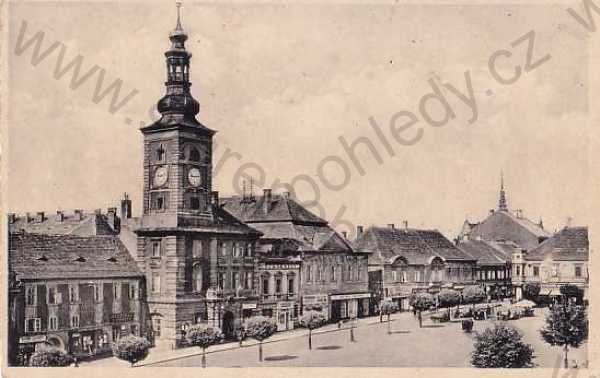  - Slaný, Kladno, Masarykovo náměstí, radnice, obchody