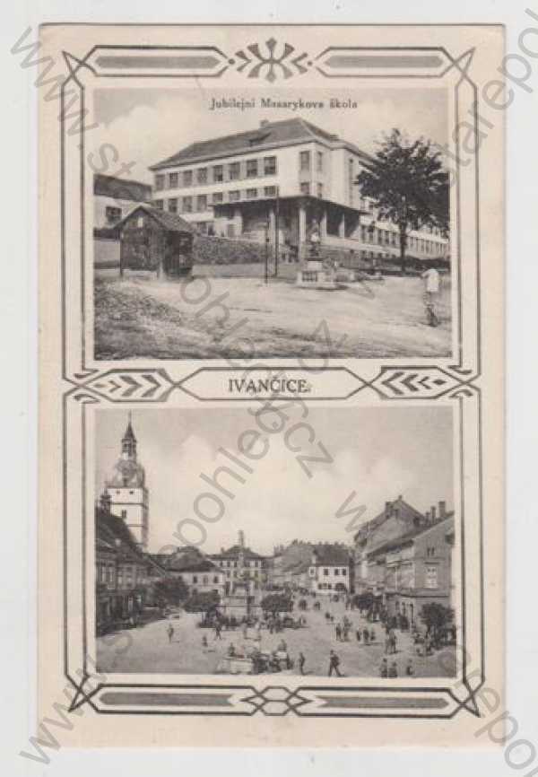  - Ivančice (Brno - venkov), více záběrů, škola, náměstí